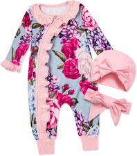Preemie Newborn Baby Girl Romper 3-Piece Set