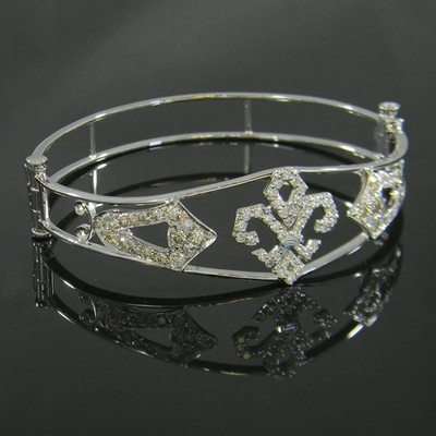 Fleur de Lis Design Diamant Armreif Armband in 14K Weißgold über 7,75'' Damen