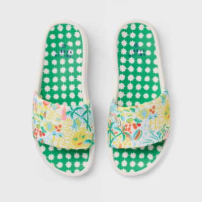 Roller Rabbit Target Adult Vacation/Star Geo Slide Sandals Yellow/Green Size 5-6