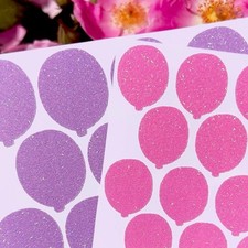 Glitter Balloon Stickers - 0.5 to 4 inch - Choose a Size Color