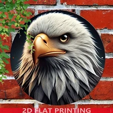 Vintage Eagle Totem Aluminum Sign - Gold/Black Bar, Cafe Wildlife Decor