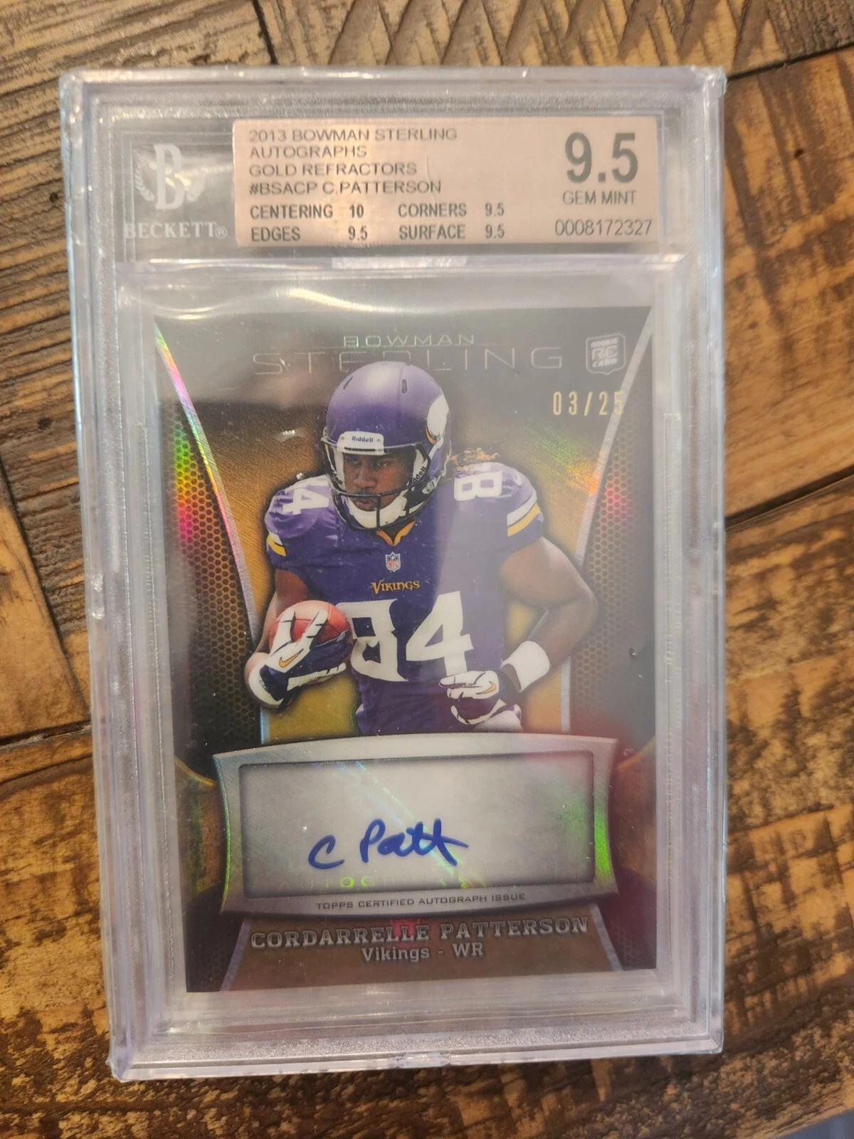 Cordarrelle Patterson Bowman Sterling Autographs #BSACP Gold Refractor