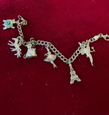 SU Italy 925 Sterling Silver 7" Chain Link Charm Bracelet 6 Charms SEE LIST