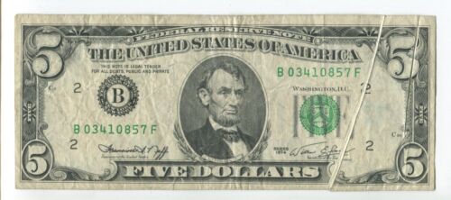 1974 $5 Federal Reserve Error Hard To Find Gutter Folds B03410857F SM231