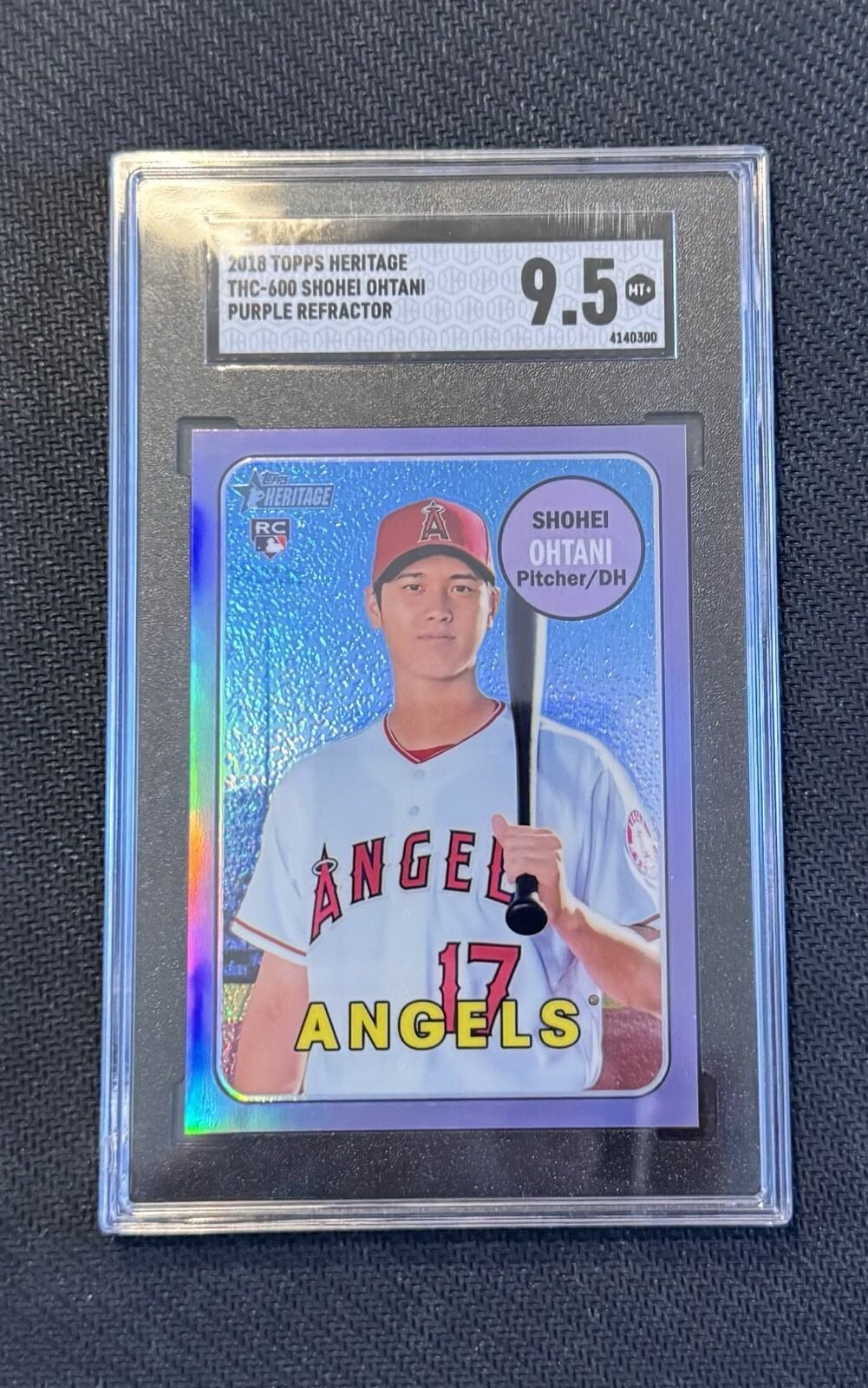 SHOHEI OHTANI RC 2018 Topps Heritage Chrome PURPLE Refractor SGC 9.5 #THC-600 RC