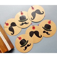 Set of 6 Kraft Tags Moustaches Mustaches Glasses Luggage Party Favour Gift Tag