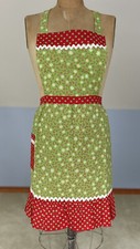 Hand Made Women  s Christmas Apron Holiday Apron Red and Green Apron Bib Apron
