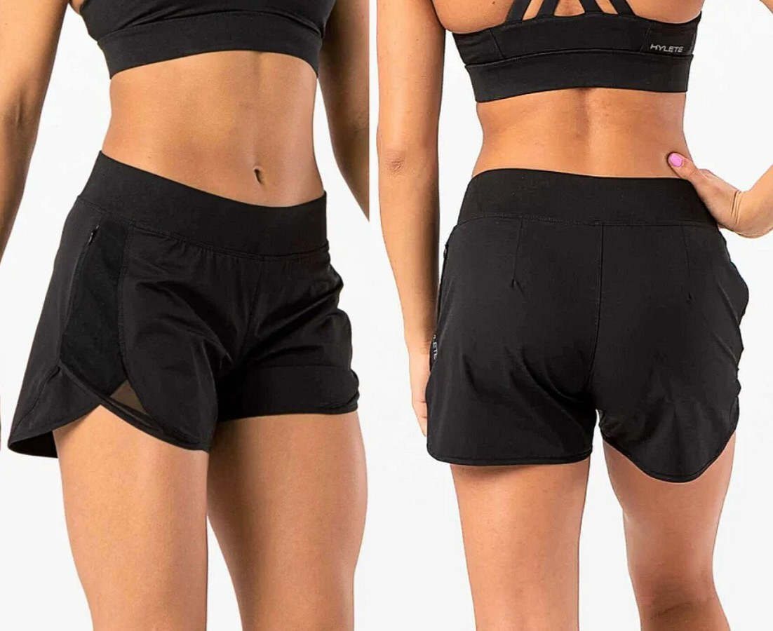Hylete Women's Activewear Black/Gray Lined Radius Athletic Shorts Size Small