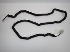 Phone Handset Receiver Cord 25' Coiled Black w/ Twist-Free Adapter Office Home