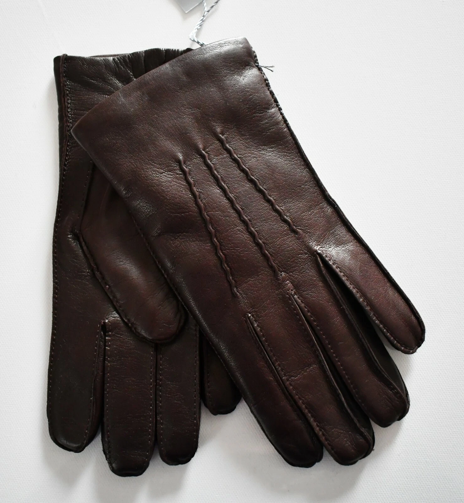 New RALPH LAUREN PURPLE LABEL Brown Lamb LEATHER CASHMERE Lined Gloves US-7