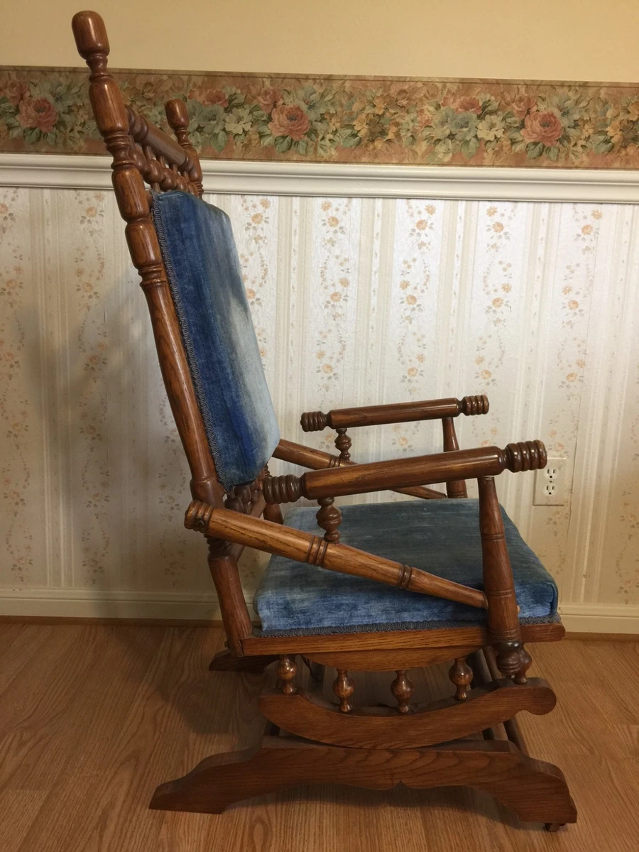 Antique Eastlake Victorian Turned Walnut Platform Rocking Chair c. Late 1800 s