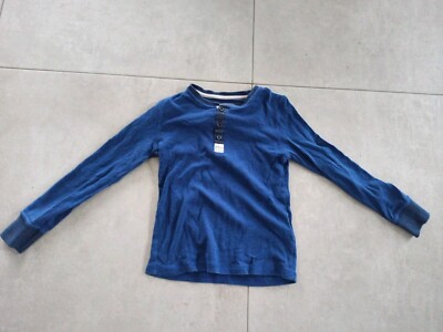 cooles Langarmshirt Pullover Shirt 122 / 128 Blau Gestreift pepperts knopfleiste
