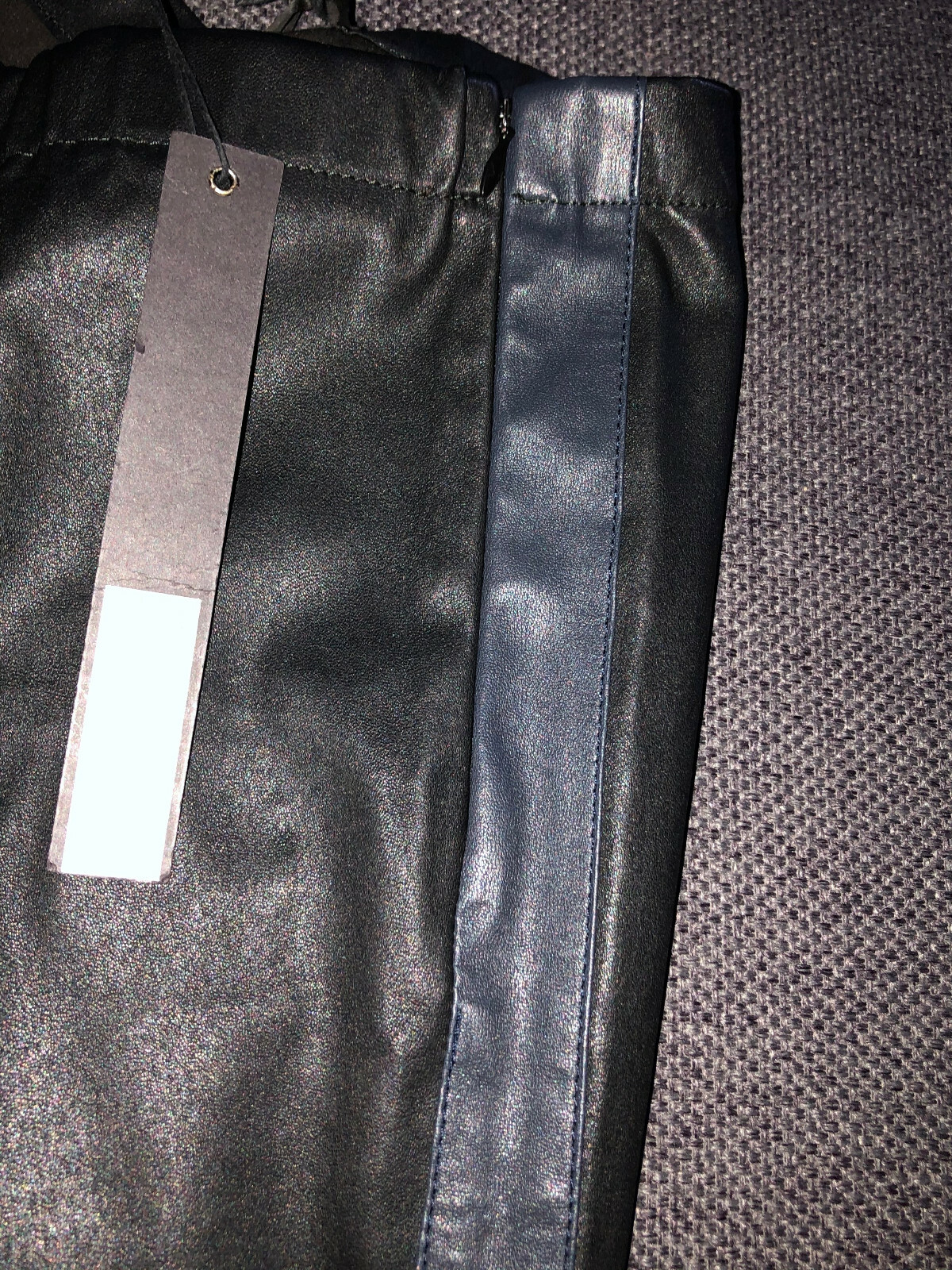 Legging Cuir Agneau Noir/bleu J. Sebastien Vassal Taille W28/38 - Neuf Avec étiquettes, France