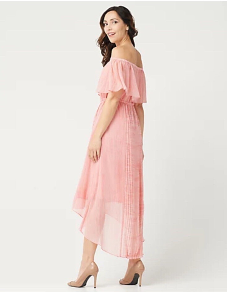 open lace back dress Erminia Peach One-Shoulder Twist Wrap Maxi Dress – Club L London