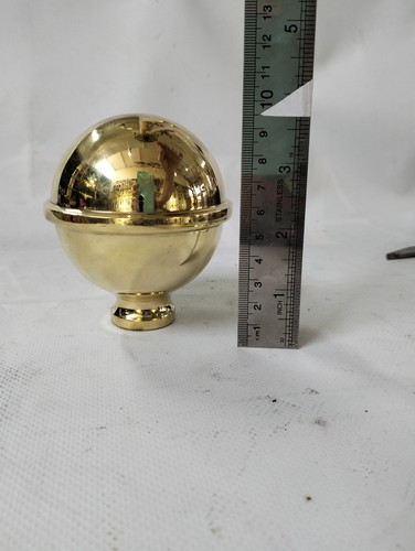 SPUN Brass BED KNOB 3.1/2" high vintage style COT hollow polished 9 cm BALL - Picture 3 of 7