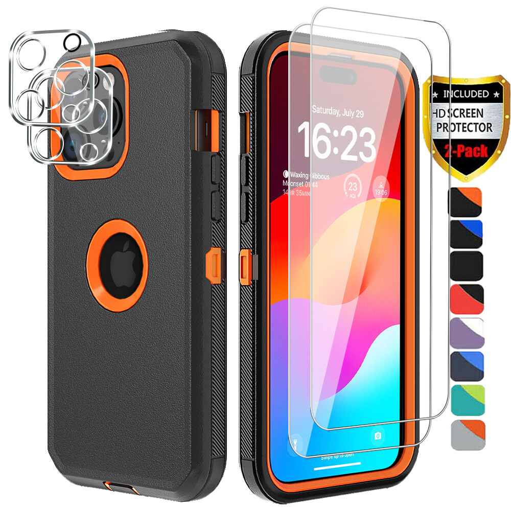 For iPhone 15 Pro Max 15 Case Rugged Cover Glass Camera Lens Screen Protector-image