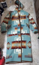 ULTRA RARE JUSTIN KRAFF PENDLETON NAVAJO LONG HOODED WOOL JACKET WOMENS SZ SMALL