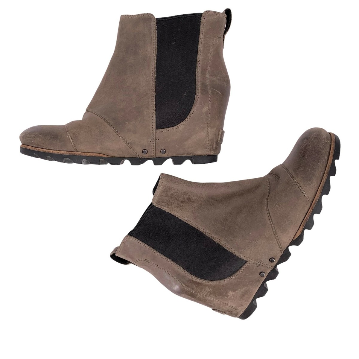 SOREL Gray Leather Lea Wedge Joan Of Artic Chelsea Boot Size 