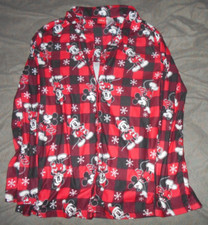 Mickey Mouse Womens Medium Button Up Christmas Pajama Shirt