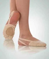 ANGELO LUZIO 621A HALF SOLE LEATHER BALLET SLIPPERS- JAZZY TAN- SIZE 10