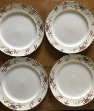 VTG Mayer China USA Asian Floral Rims Luncheon Plates 8 7/8" MINT COND