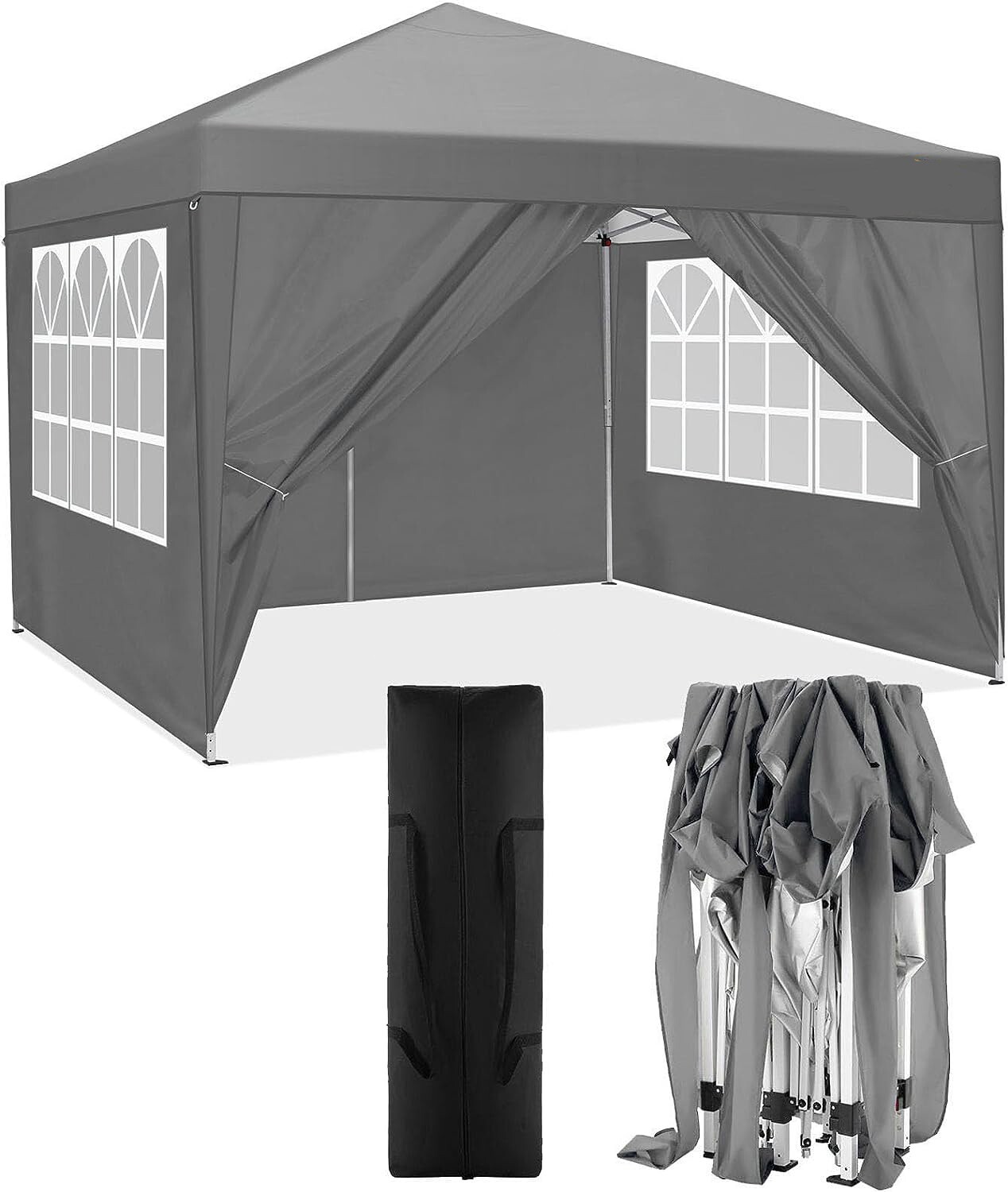 10'x10' Outdoor Pop-Up Canopy Tent, Waterproof Heavy Duty Gazebo w/ 4 Sidewalls