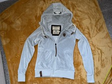 Naketano Women’s Velour Grey Hoodie Jacket Size S Uk 8-10 Worn Twice