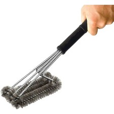 18" Triangle Metal BBQ Grill Cleaning Brush Heavy Duty 3-Branch Steel Durable
