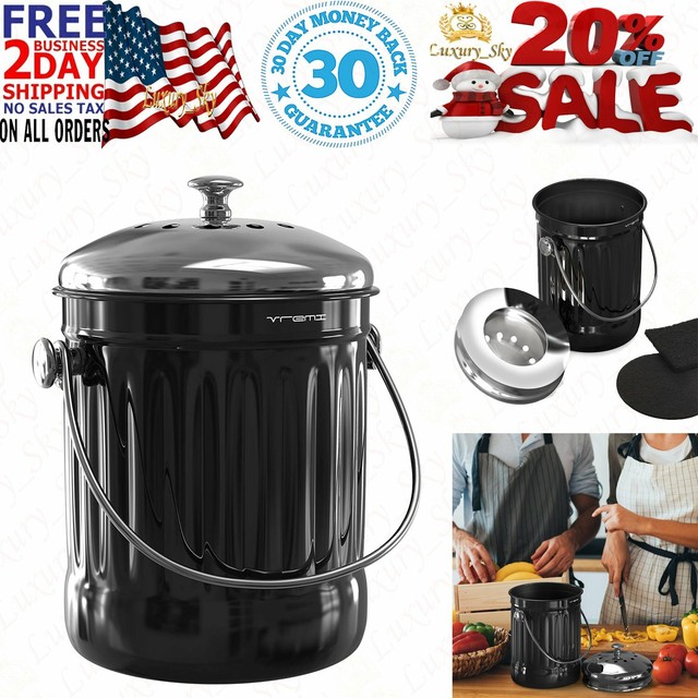 Vremi Kitchen Compost Bin For Counter Or Under Sink 1 2 Gallon