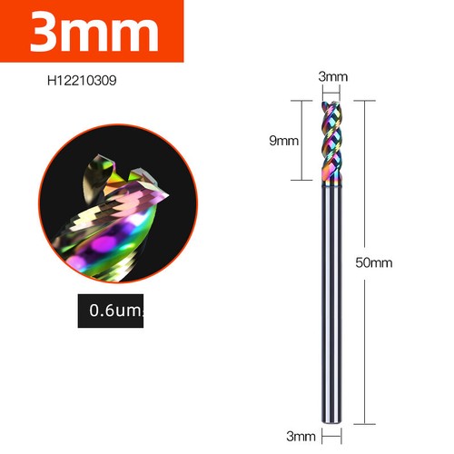 1mm to 20mmSolid Carbide End Mill 3 Flute HRC65 DLC Coated Slot Drills - - Picture 12 of 53