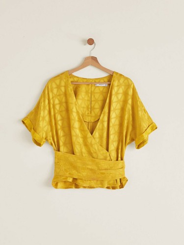 Mango Women/Ladies Tokyo Jacquard Top. Colour-Mustard. Size-Large. BNWT - Picture 8 of 11