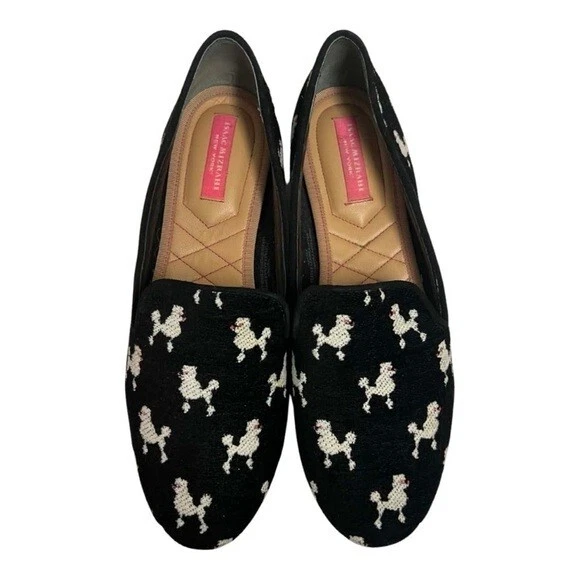 Zapatos para mujer raros ISSAC MIZRAHI negro blanco terciopelo caniche mocasines Foto 2 de 4