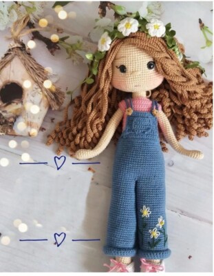 HÄKELANLEITUNG KOPIE Mädchen mit Korb Puppe Spielzeug Amigurumi 4-fädig Garn 12'' 121