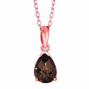 Authentic LeVian 925 Sterling Silver Rose Gold Plated .75 TCW Smoky Quartz Charm Necklace