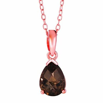 LeVian 925 Sterling Silber Rosegold vergoldet 0,75 TCW Rauchquarz Bettelkette