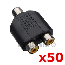 50 Pack Lot - RCA Female to Dual RCA Female Jacks Y Splitter Audio Cable Adapter