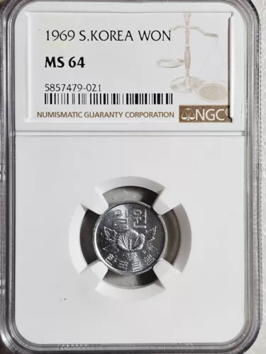 South Korea 1 Won 1969 NGC MS 64