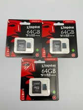 Kingston 64GB Class 10 - MicroSDHC Memory Card LOT OF 3