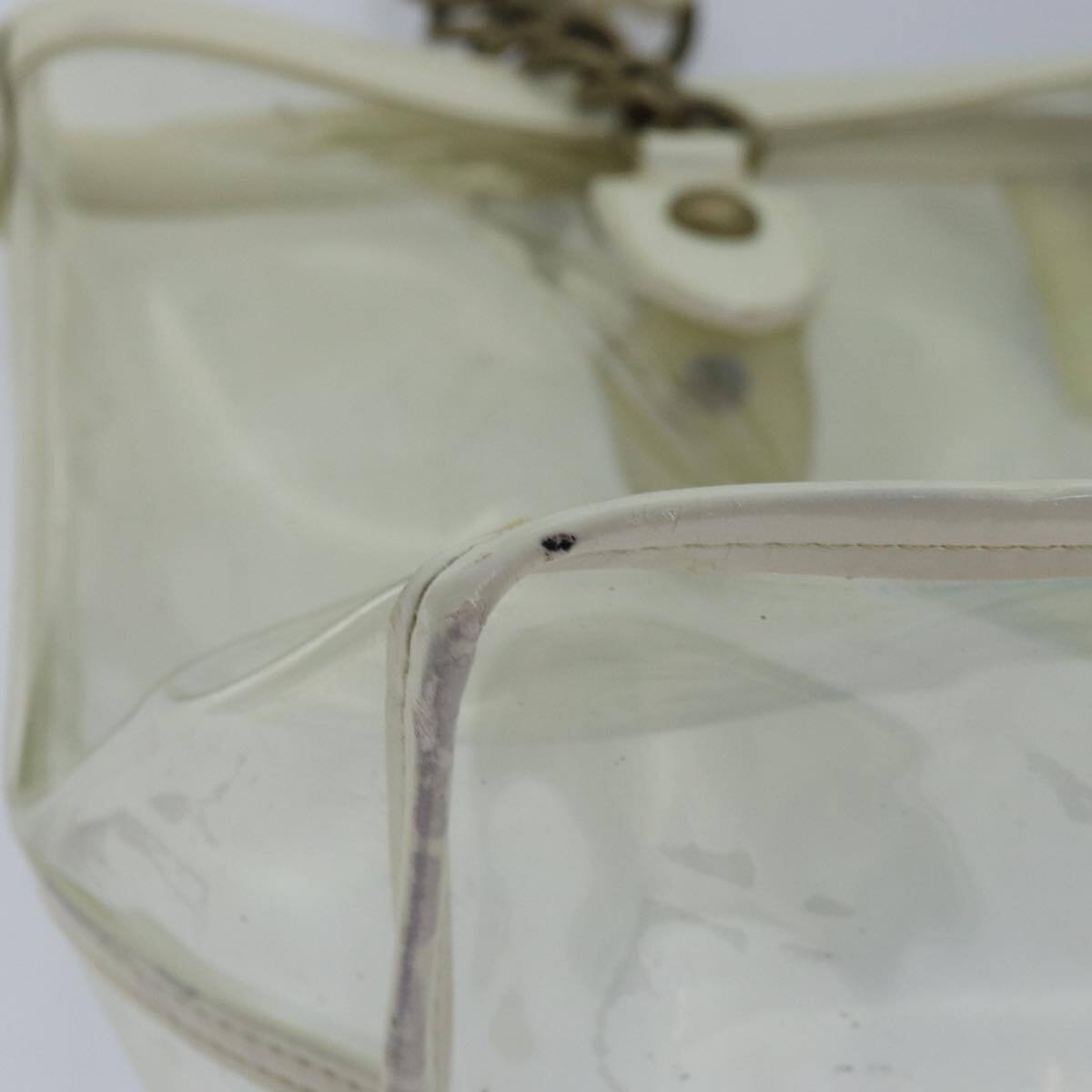 BURBERRY Blue Label Shoulder Bag Vinyl Clear White gold Auth BURBERRY Blue Label Shoulder Bag Vinyl Clear White gold Auth
