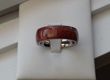 8MM STAINLESS STEEL BROWN WOOD MAN'S WEDDING ANNIVERSARY BAND RING SIZE 9-13.5