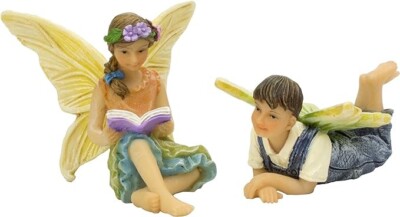 Fairy Reading Brother Sister Fairy Garden Set Garden Fairies
