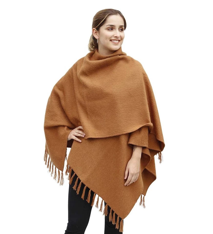 Superfine Alpaca Wool Alpaca Blend Poncho for Women Cloak Cape Coat Ruana Soft - Image 2 of 4