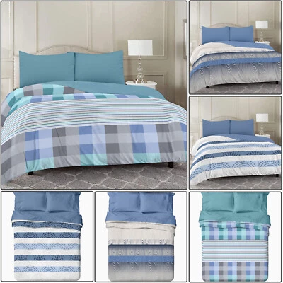 4Pcs Luxury Reversible Duvet Quilt Cover Bedding Set Double King Size Pillowcase