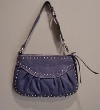 Sorial New York,Steel Blue Genuine Leather, Nail head Trim Sh / Wristlet Handbag
