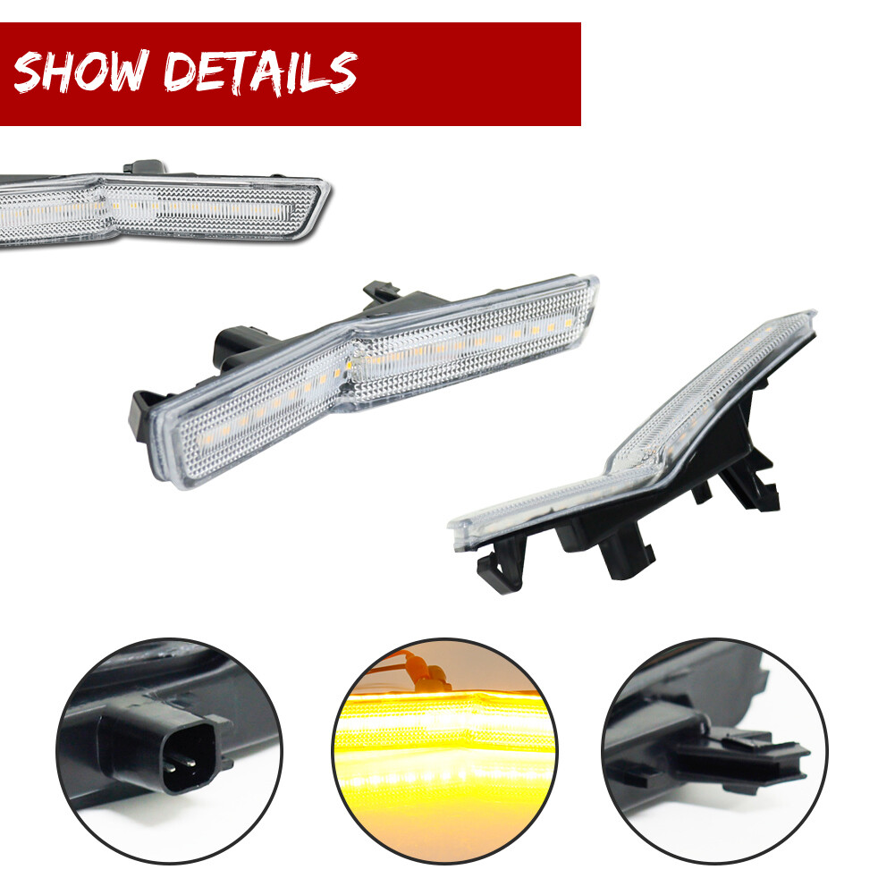 Clear LED Front Side Marker Lights For 201822 Dodge Challenger SRT