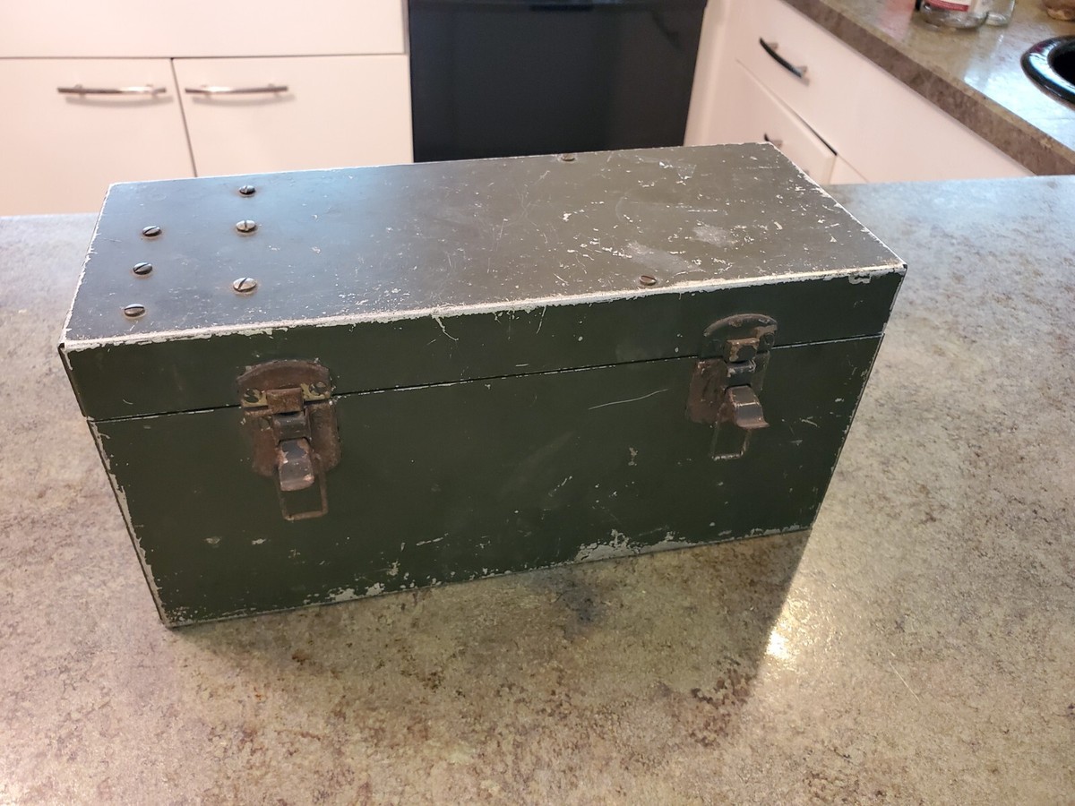 Vintage Original Metal WWII Era Military Container Box Vintage Original Metal WWII Era Military Container Box