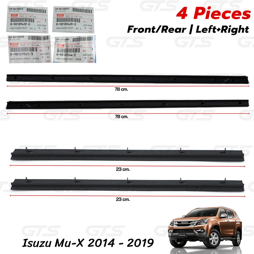 For Isuzu Mu-X Suv 2WD 4WD 2014 19 Set 4Dr Inner Weatherstrip Door Belt - Image 3 of 4