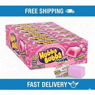 HUBBA BUBBA Gum Max Bubble Gum Bulk, Individually Wrapped, Original Flavor, 5 