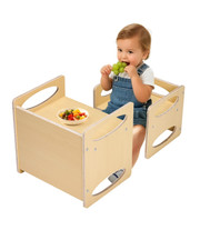 Set Tavolo E Sedia per Lo Svezzamento Montessori, Set Tavola in Legno per Bambin