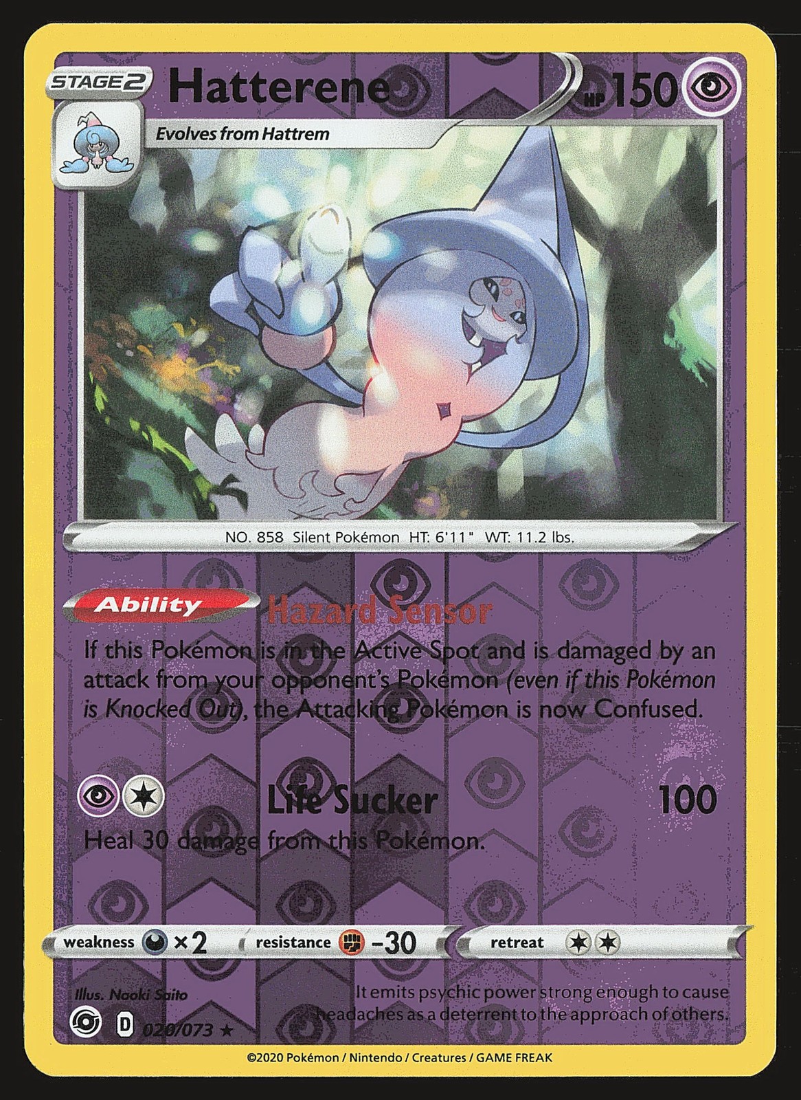 Champion's Path Hatterene #20/73 Reverse Holo Pokemon Card